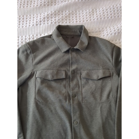Lululemon Gridliner Grid Fleece Overshirt Snap Long Sleeve Green Medium Preppy - Picture 2 of 12